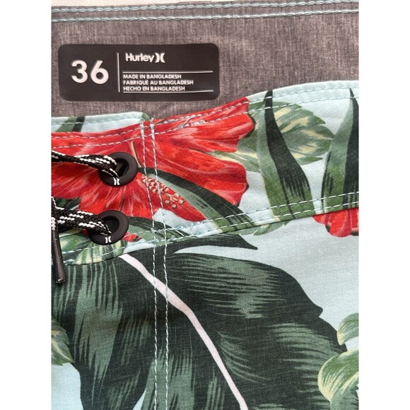 Hurley Men’s Turquoise Hibiscus Boardshort Sz 36 New - Picture 5 of 10